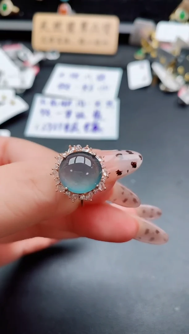 银S925镶嵌戒指翡翠1