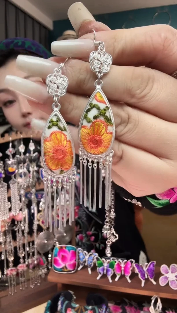 刺绣纯手工民族风刺绣耳环