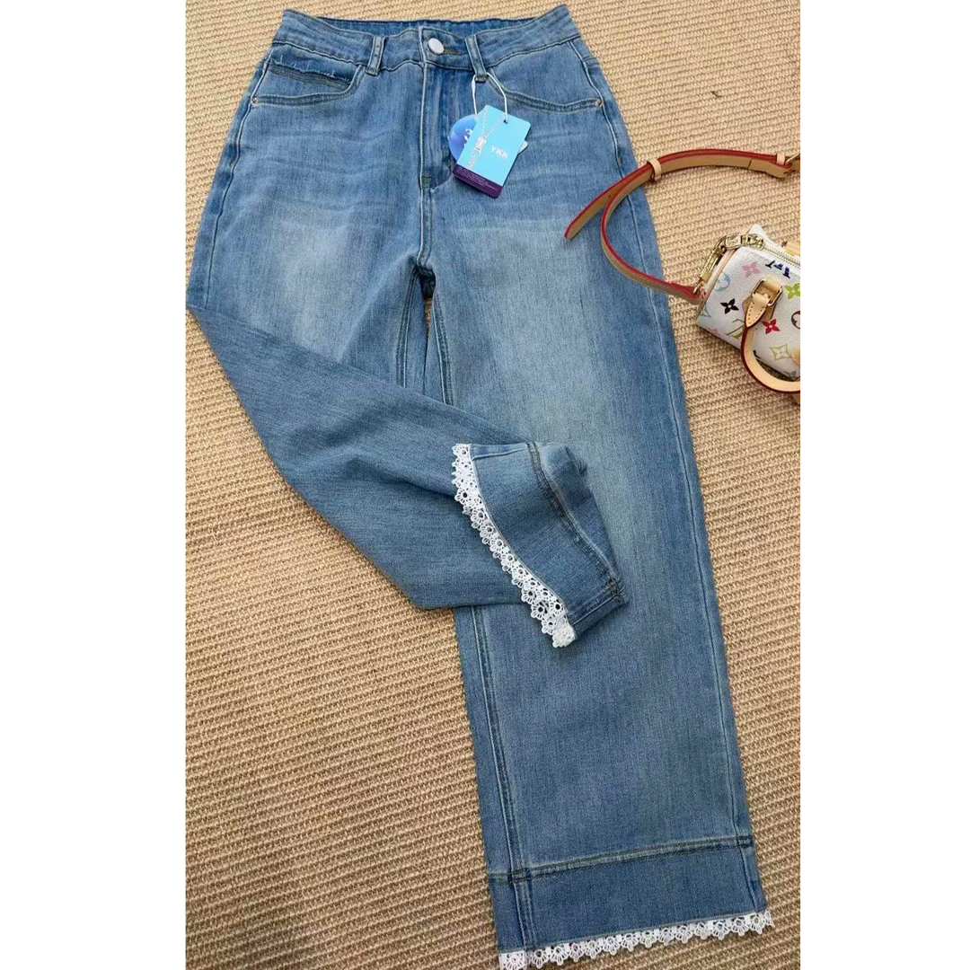 TY5 【蕾丝九分裤】夏季薄款四面弹九分直筒裤（裤长88）