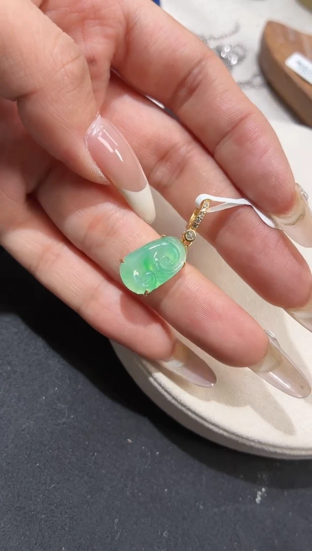 吊坠(不含链)银S925镶嵌翡翠【挽石珠宝】如意