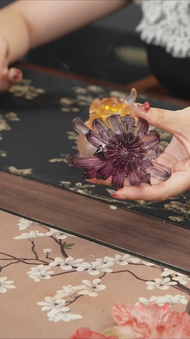 手工艺品琉璃紫色菊花香插