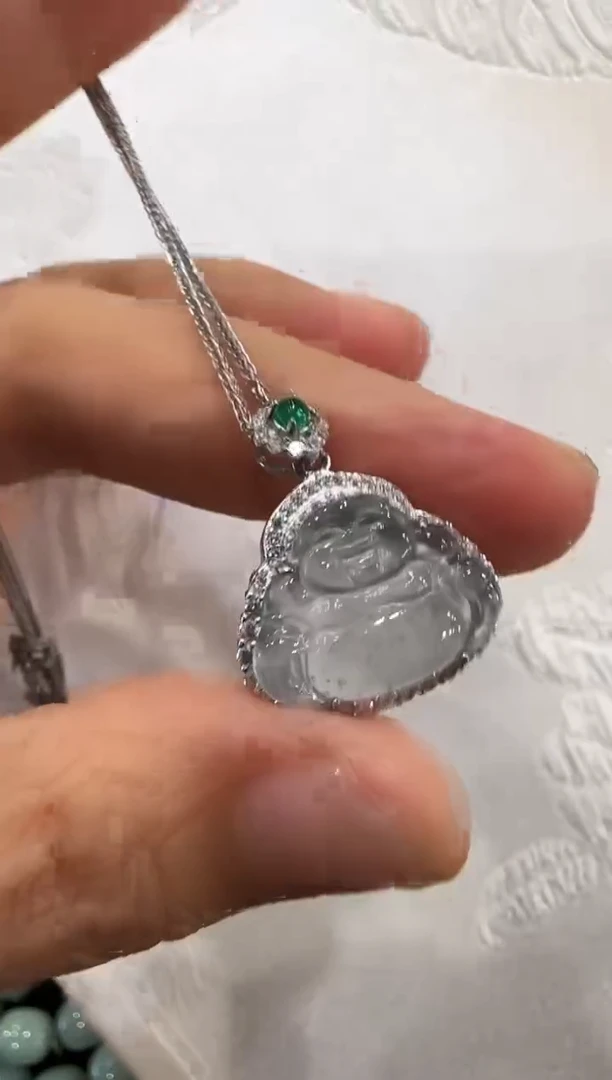 颈饰银S925镶嵌翡翠国风