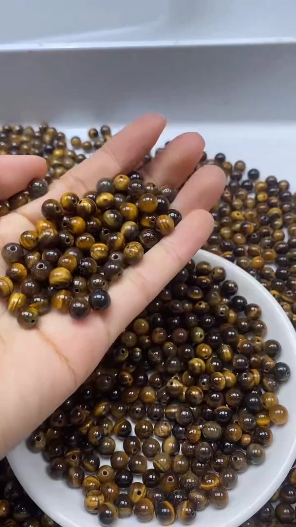 未镶嵌颈饰玛瑙/玉髓W971-黄虎眼6mm*30颗