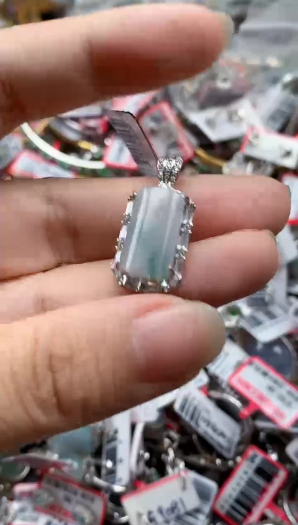 银S925镶嵌戒指翡翠天然A货缅甸翡翠