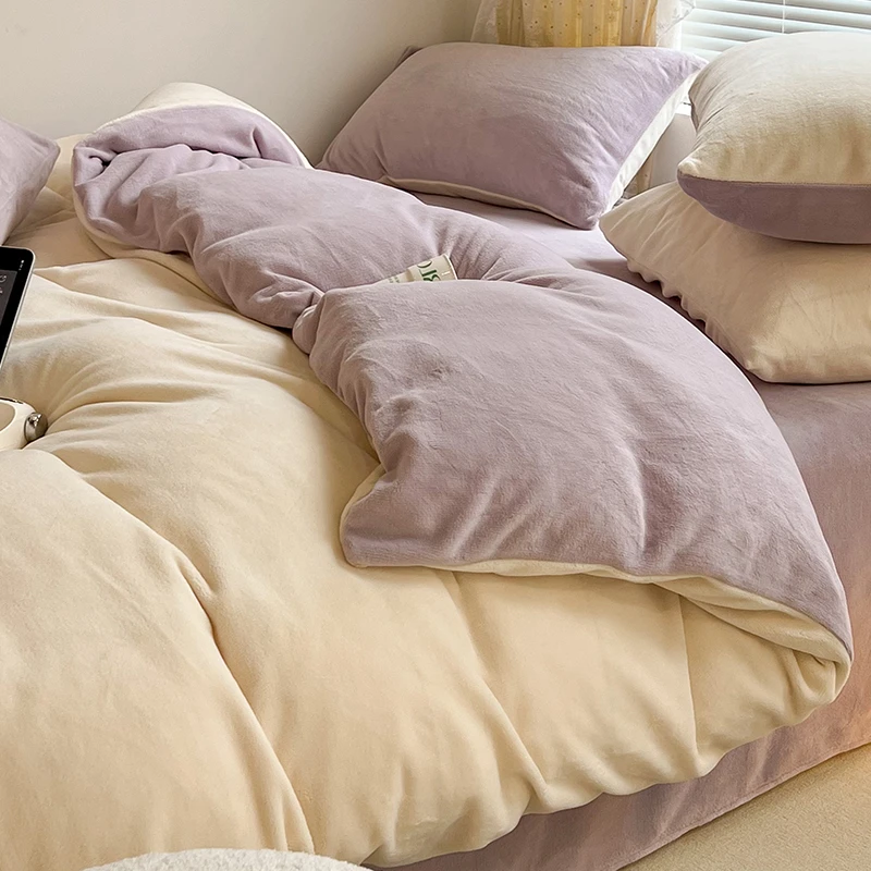 牛奶绒四件套加厚冬双面绒被套床单高级感床品家纺入冬床上三件套