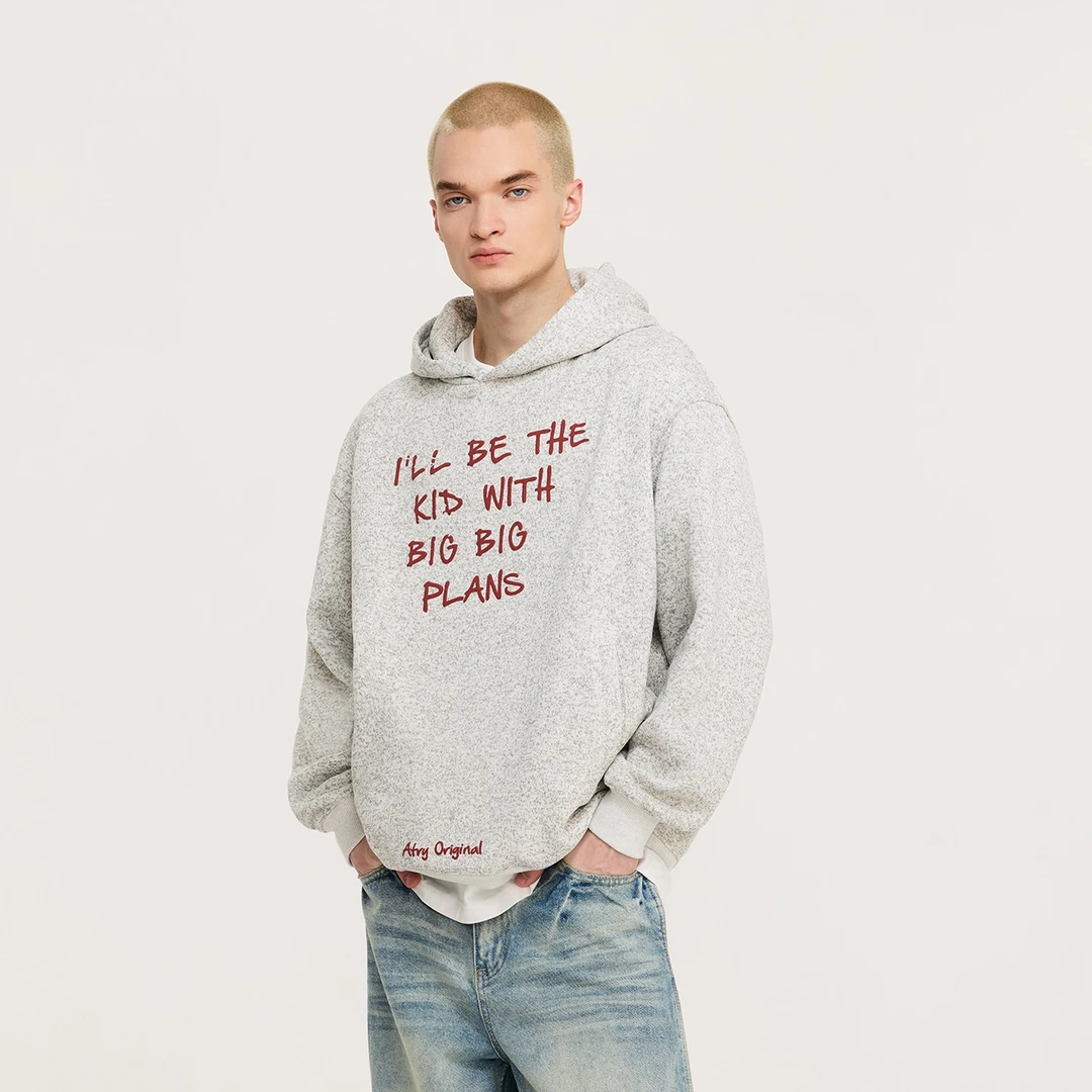 Atry连帽卫衣男帽衫男秋冬2025新款美式简约休闲宽松情侣花纱上衣