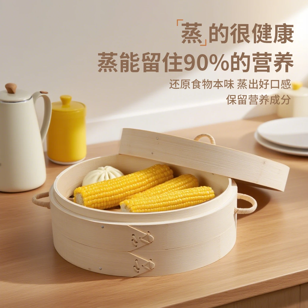 【一层一盖】加深款防烫藤把手竹编蒸屉笼手工家用竹笼屉