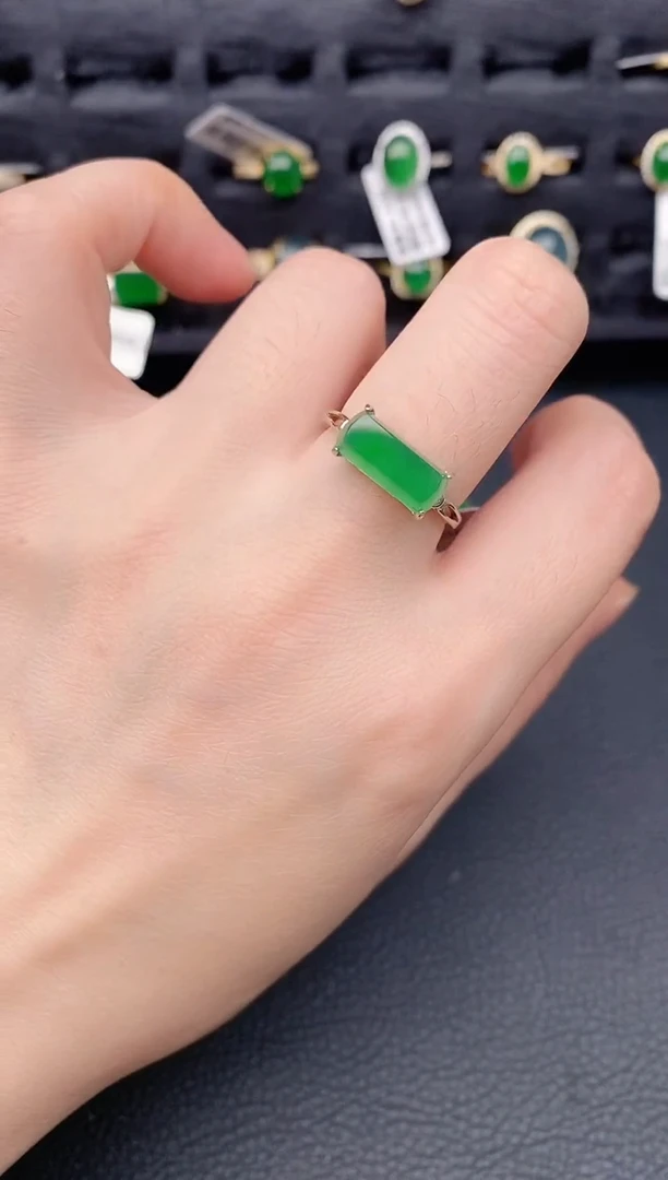 银S925镶嵌戒指翡翠天然a货翡翠367