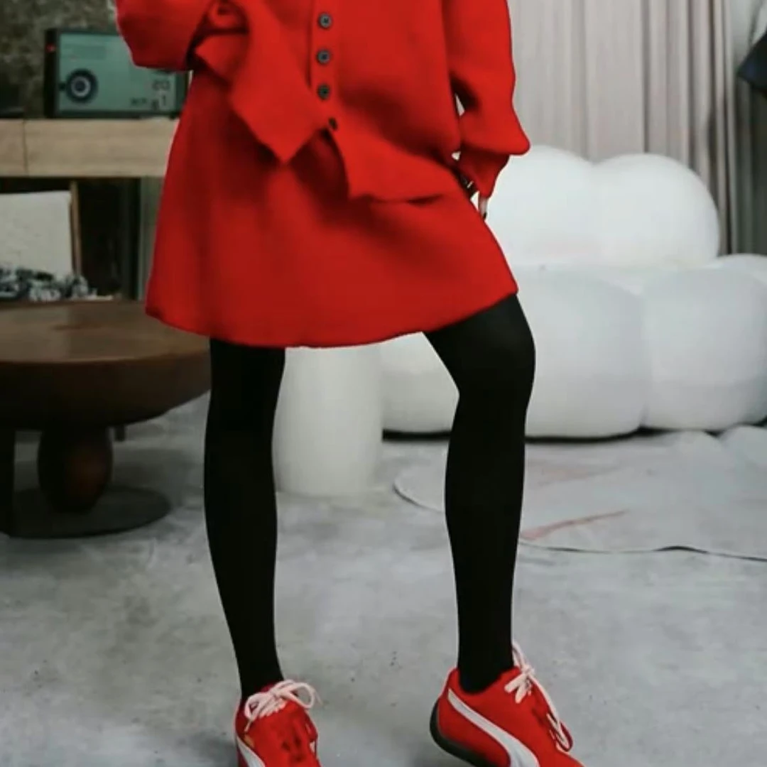 infobyfive2024冬季新款短裙气质加厚毛线针织伞裙半身裙2DL0607