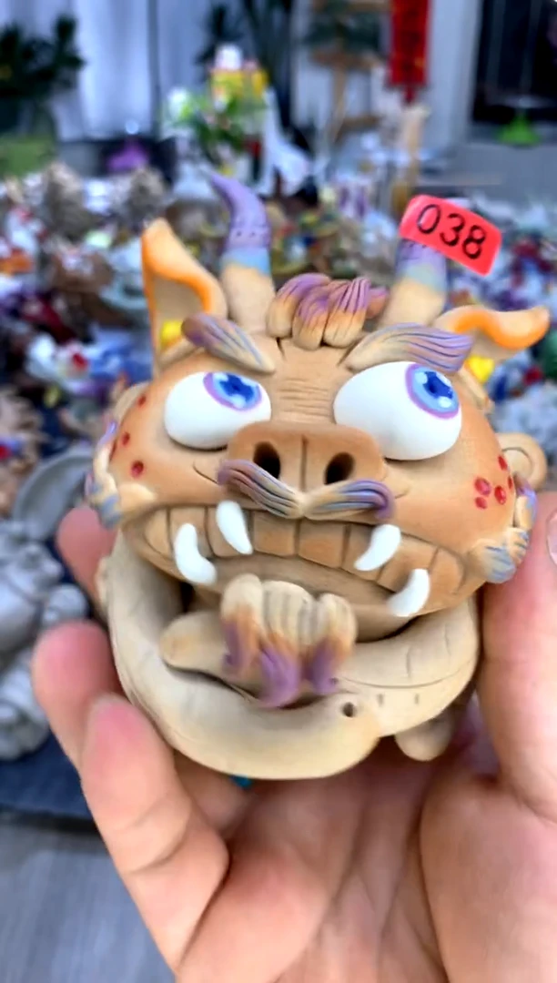 手工泥塑摆件鬼迷日眼香插微瑕