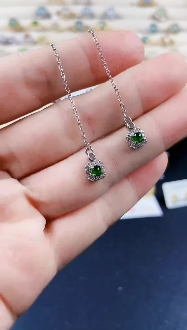 翡翠银S925镶嵌耳饰456879
