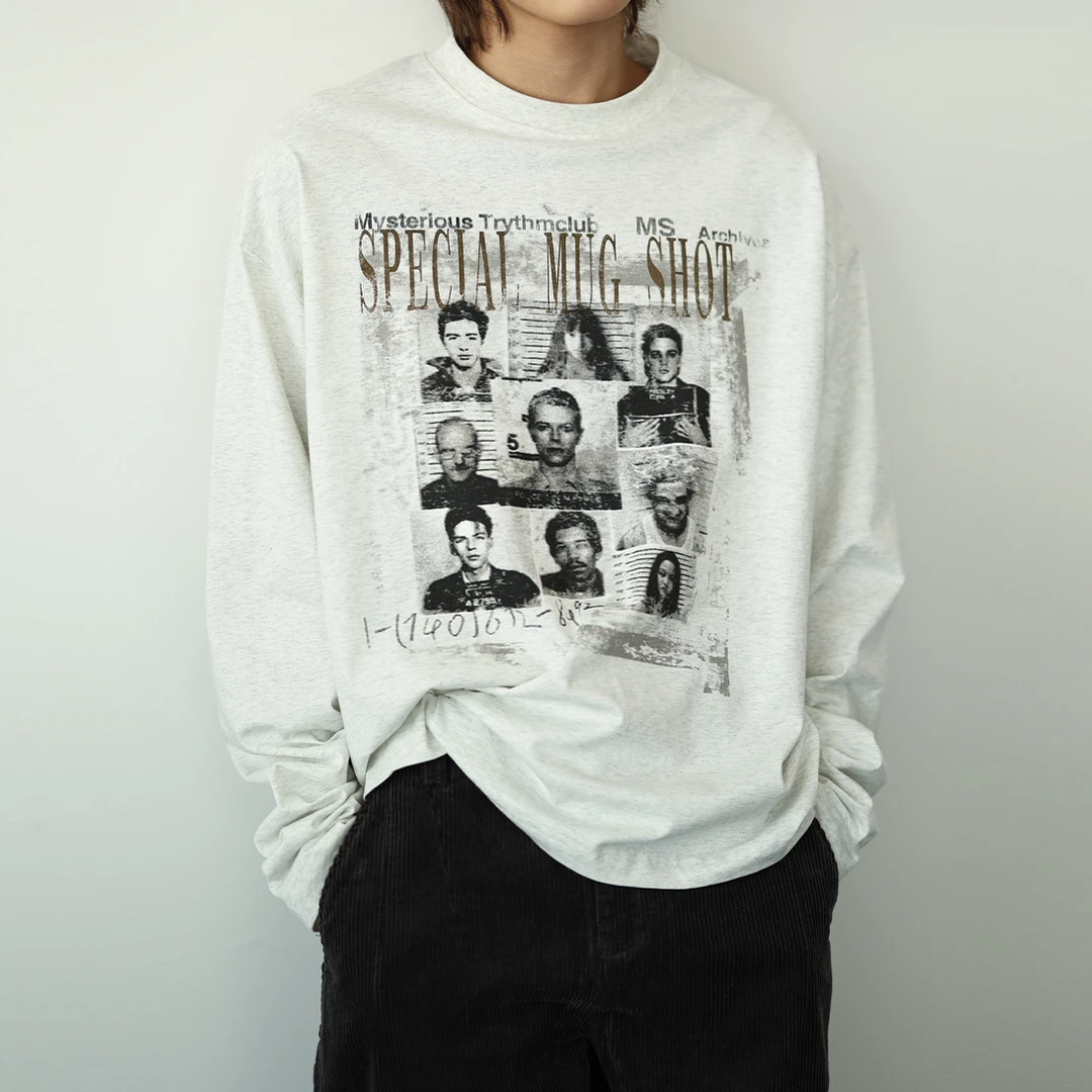 SYBBZ原创美式复古做旧vintage人物印花长袖T恤2025秋冬情侣内搭