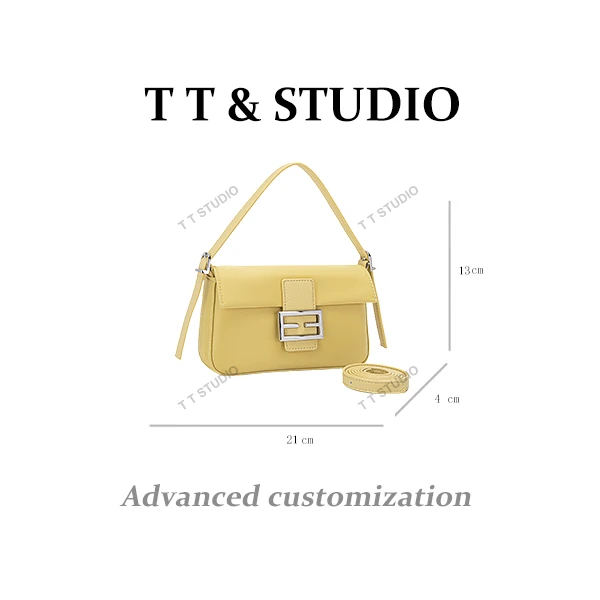 【TT Studio】QYX-9871-米尔顿黄 RAIN.CUN简约腋下斜跨轻奢女包