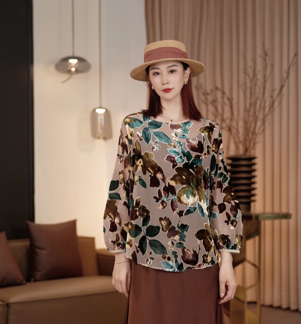 XILIHUI/喜丽荟2025春夏时尚新款休闲洋气显瘦日常感宽松上衣3037