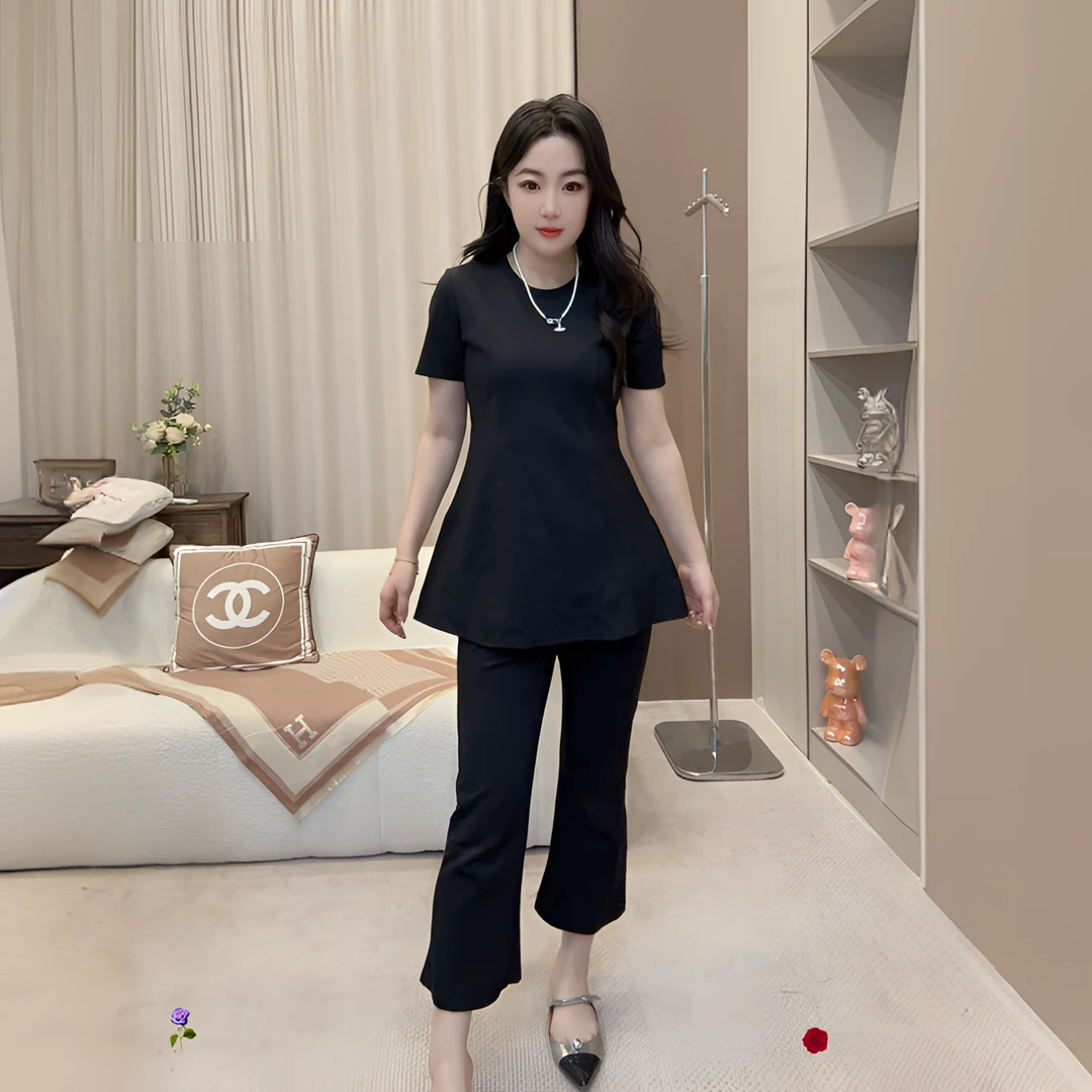 【清！！！】夏季洋气欧货休闲时尚简约显瘦短袖中长款两件套