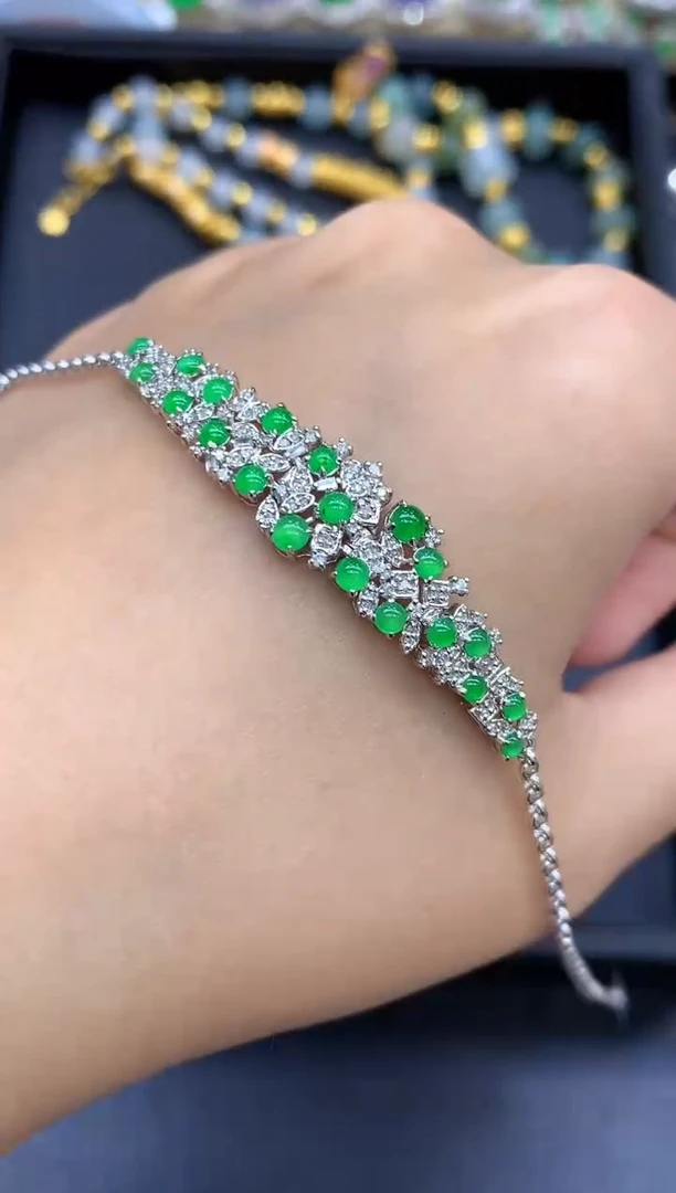 18K金镶嵌手链翡翠537-中国好珍宝