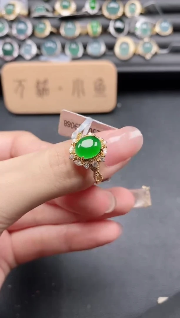 翡翠戒指银S925镶嵌51511