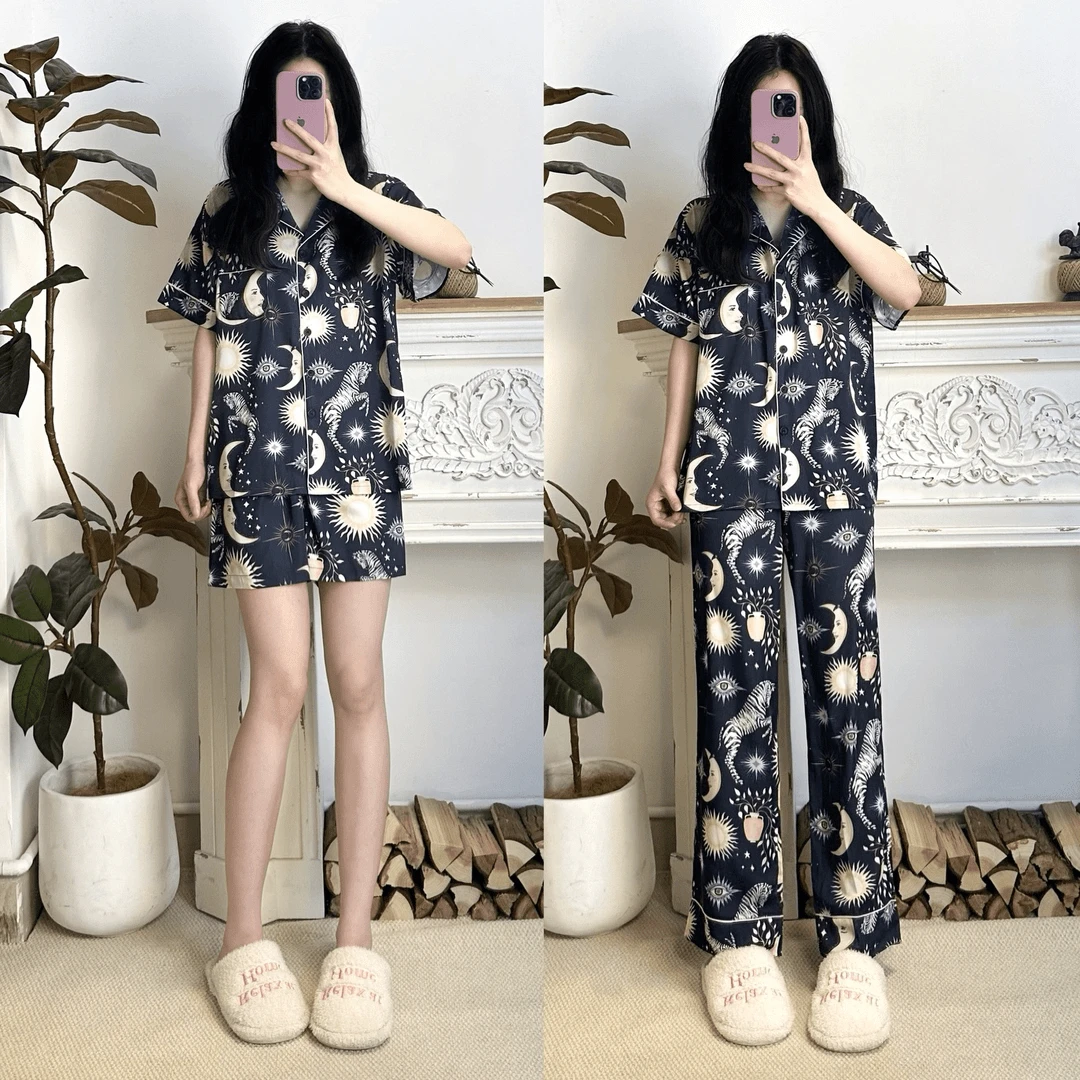 【日月同辉】-三件套 -新款联名潮牌可外穿居家服睡衣女套装