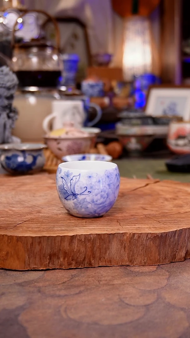 杯子陶青花淡描手工手绘手工手绘