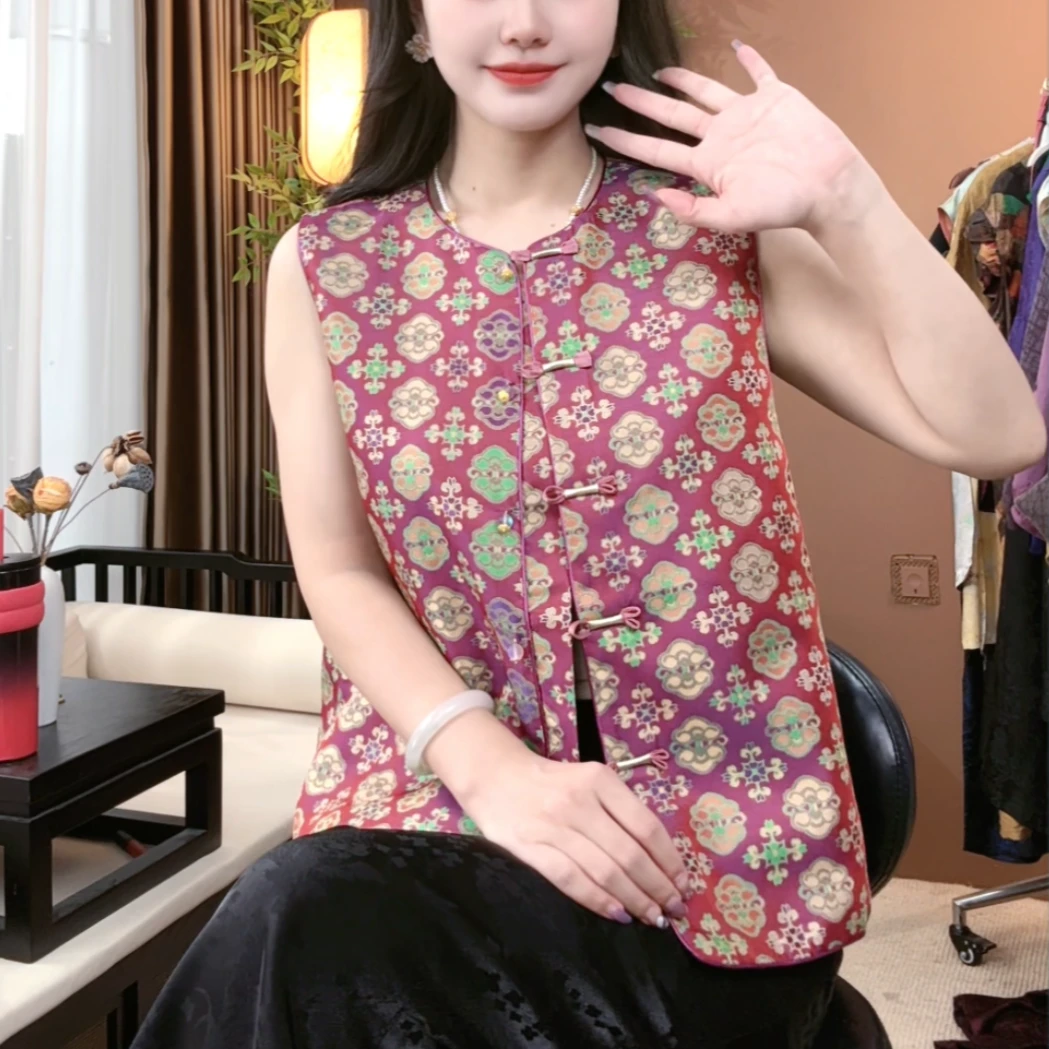 2025秋季新款提花马夹修身型无袖中国风民族风马夹女S207