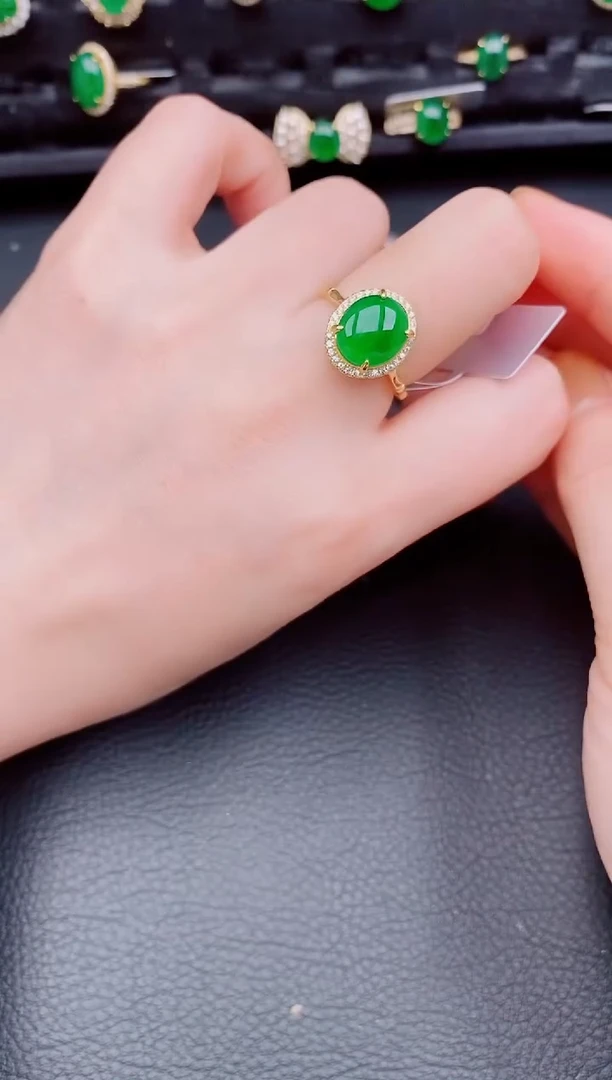 【闪购商品】翡翠戒指银S925镶嵌天然a货翡翠351