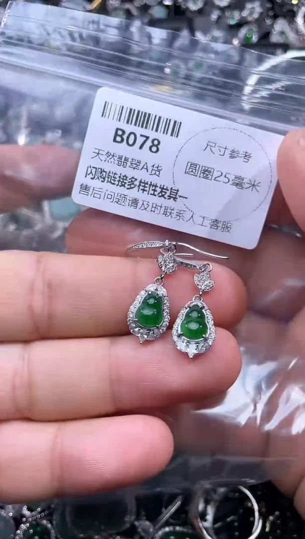 【闪购商品】翡翠颈饰未镶嵌B078耳钩