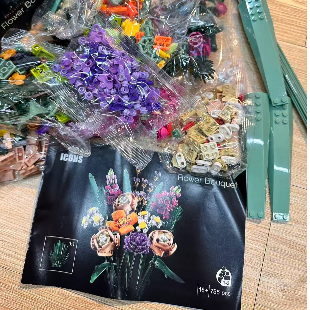 永生积木花束积木玫瑰花女孩子礼物diy拼装积木摆件002