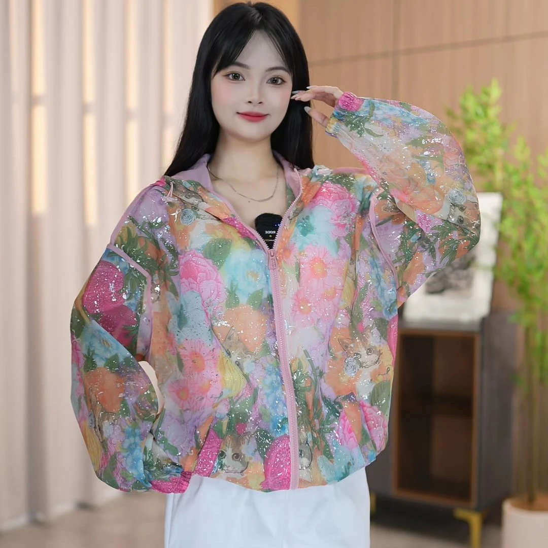 宽松休闲2025年夏季新款时尚洋气宽松显瘦减龄薄款连帽防晒衣外套