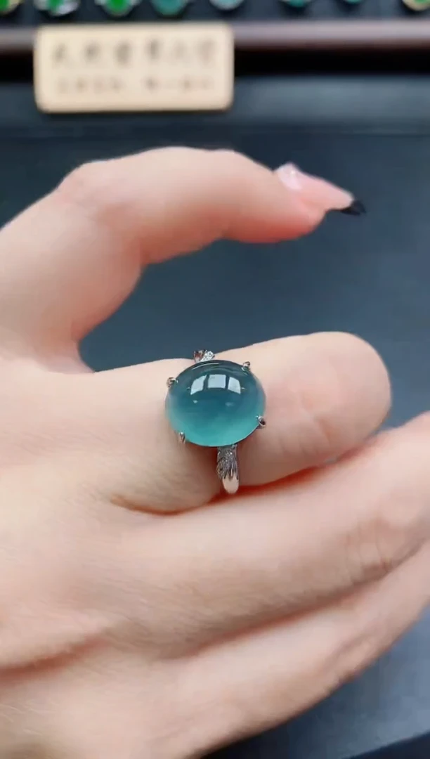 银S925镶嵌戒指翡翠1