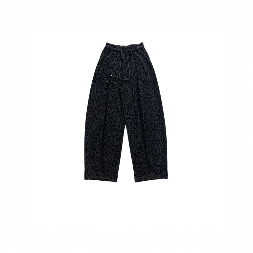 【复古豹纹】高定‘’桑蚕丝+醋酸羊毛‘’休闲百搭慵懒风弯刀裤7187