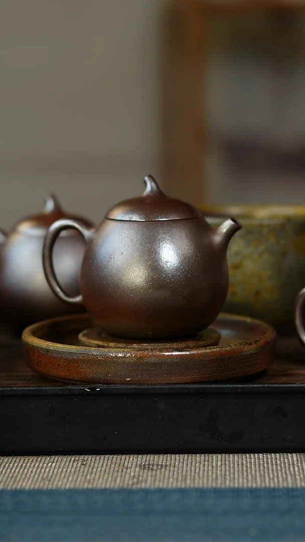 茶壶紫砂用****7柴烧紫砂天青茄瓜