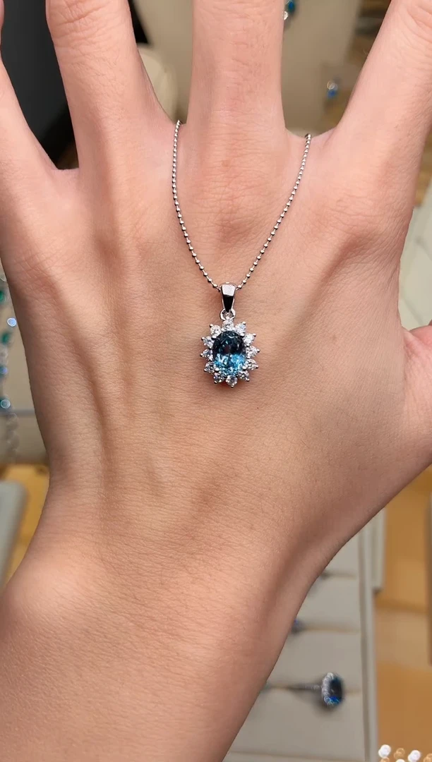 银S925镶嵌戒圈海蓝宝石0000