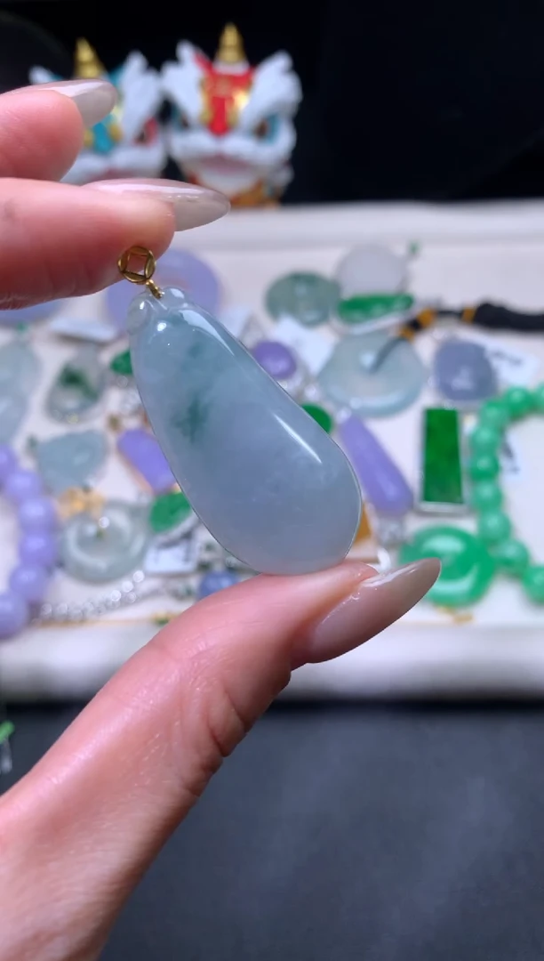 吊坠(不含链)18K金镶嵌翡翠翡翠