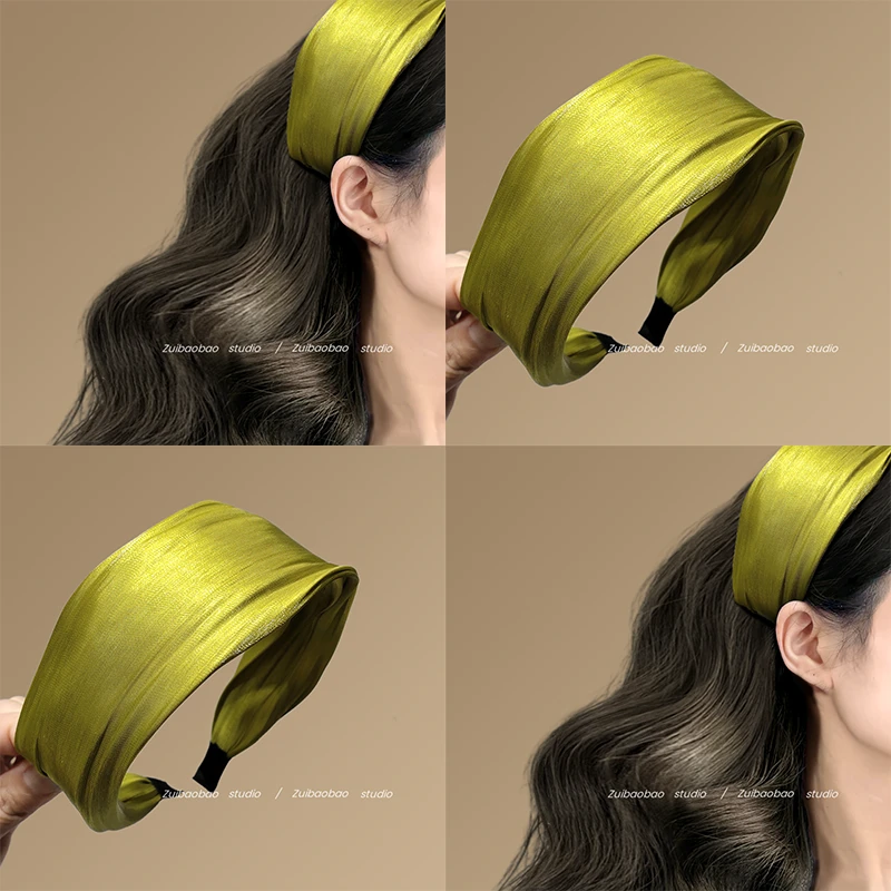 仙气飘飘~微光丝缎发卡发箍女2025新款简约宽边头箍百搭外出盘发！