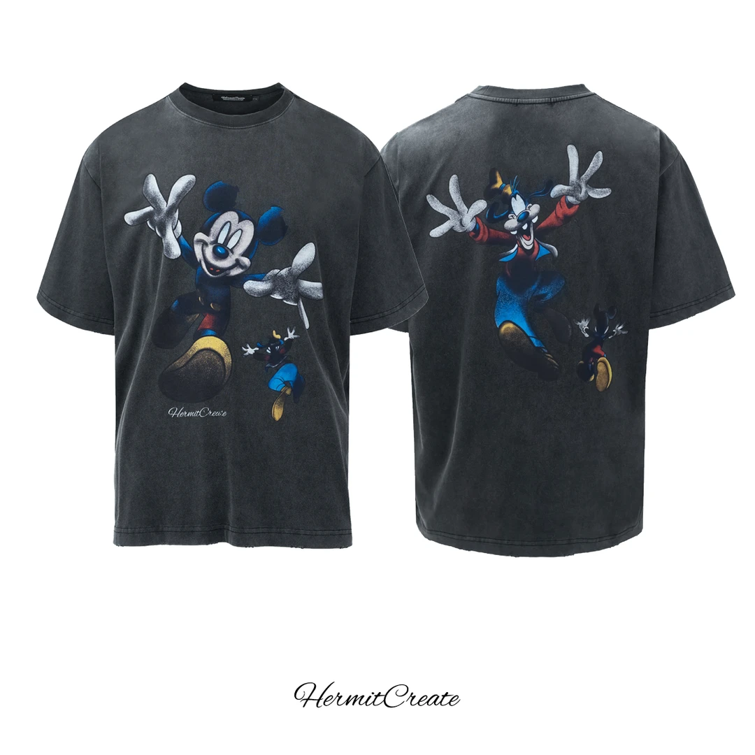 HC/HermitCreate恶搞“老鼠”印花短袖美式复古街头VintageT恤男