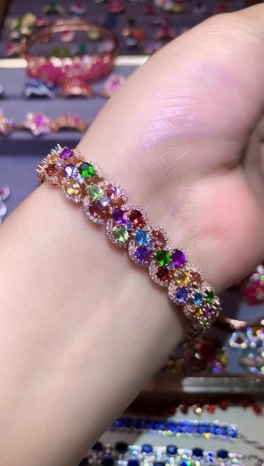 手链银S925镶嵌碧玺.....