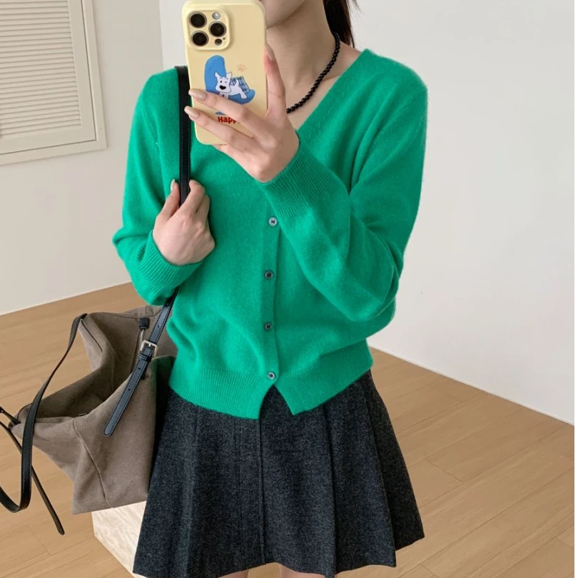 【素简.690112】秋冬新款全毛单排扣开衫洋气百搭女装上新羊毛衫