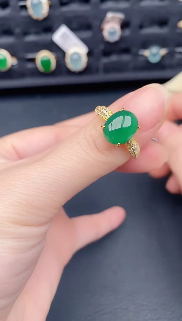 银S925镶嵌戒指翡翠天然a货翡翠468