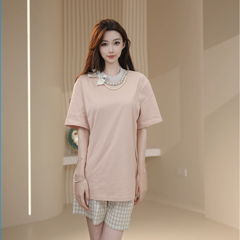 AMASS/阿玛施 新款时尚男友风廓型简约百搭圆领短袖T恤5300709