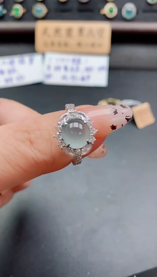 银S925镶嵌戒指翡翠1