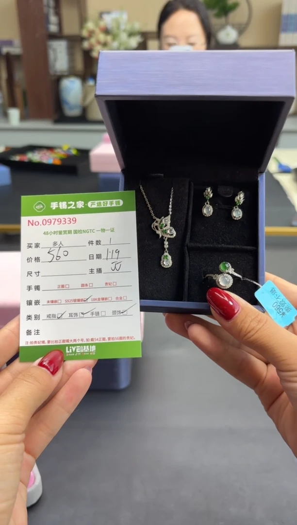 【闪购商品】翡翠套链银S925镶嵌多人