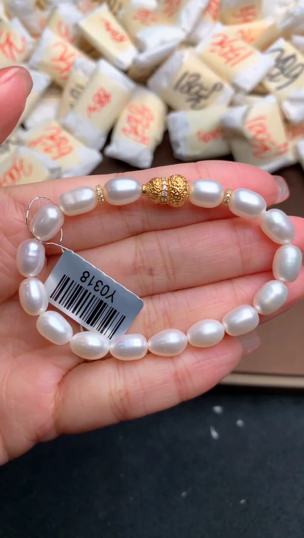 银S925镶嵌手绳淡水珍珠一