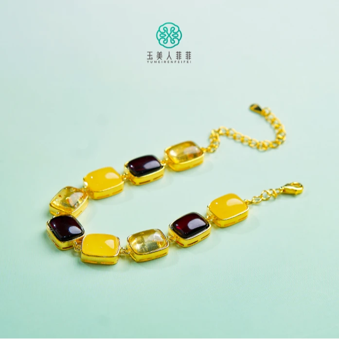 石惑珠宝%琥珀多宝单圈手链约9*7mm%多样性发一