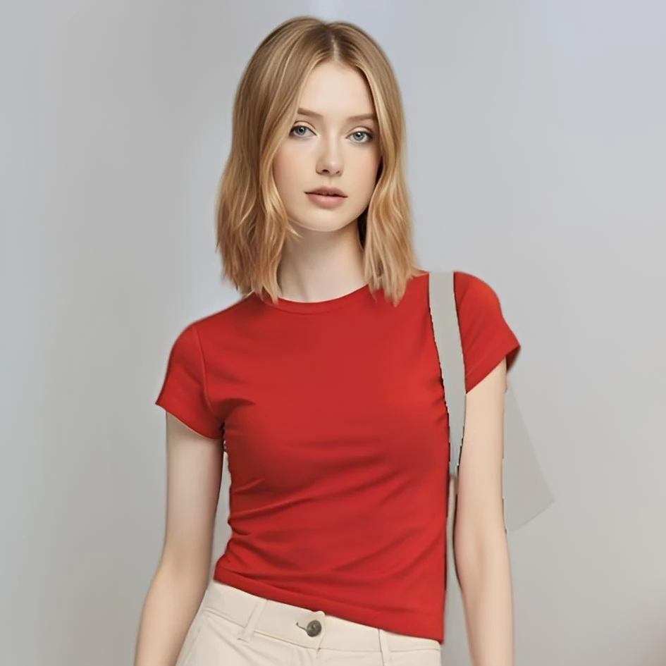 B新款百搭纯色短袖t恤显瘦白色高腰夏季ins圆领