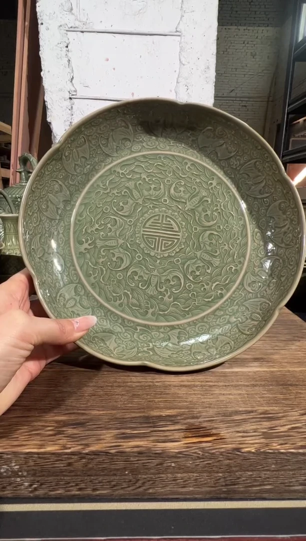 微瑕耀州窑百福盘