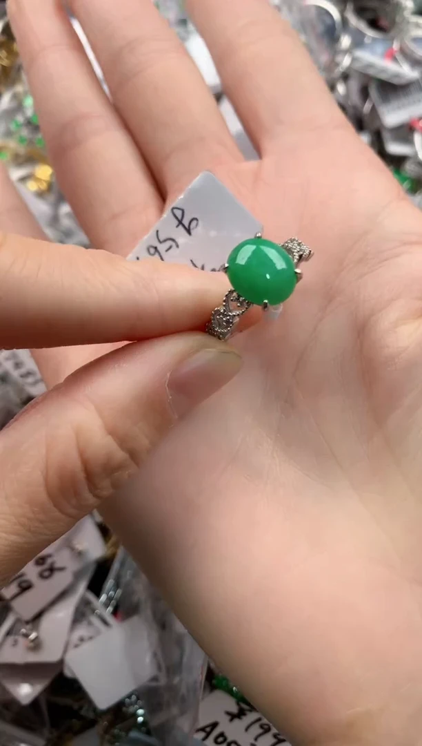 银S925镶嵌戒指翡翠111   3