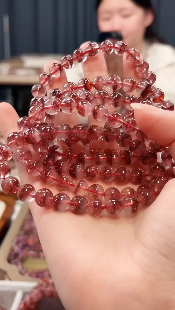 未镶嵌手串水晶金草莓超七单圈手串8mm【多样性发一】