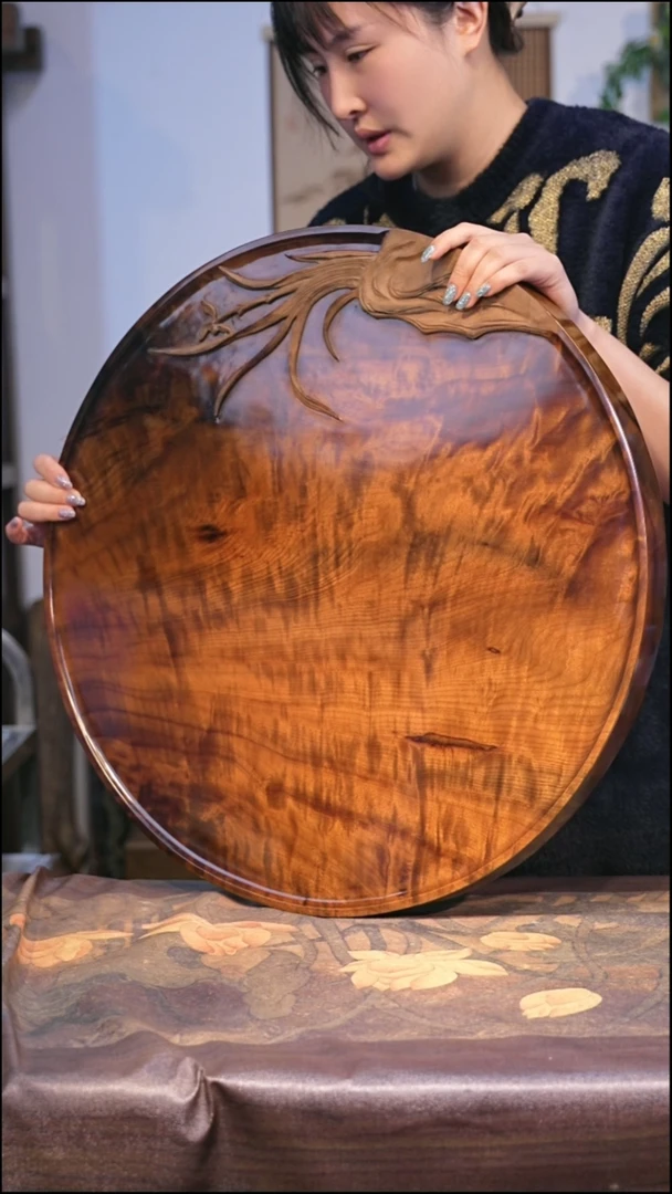 金丝楠小叶桢楠阴沉料满花茶盘