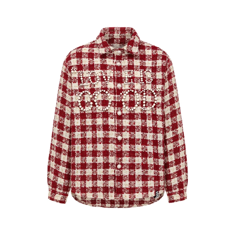 【新年限定】GOODBRAND LOVEISGOOD哈尔格纹珍珠长袖衬衫