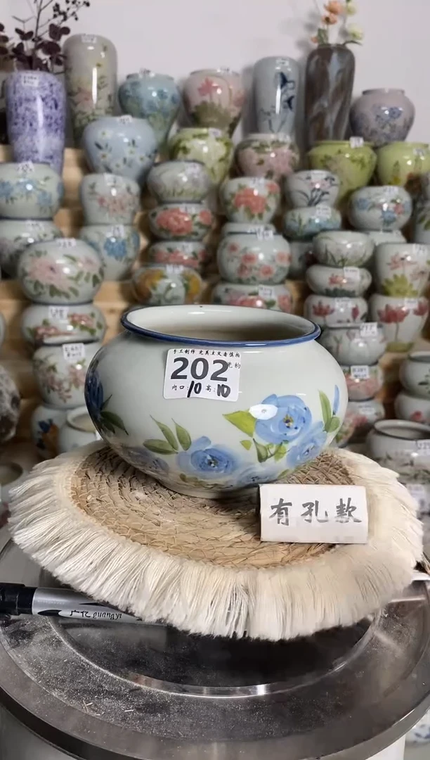 景德镇瓷韵手绘陶瓷花盆   202